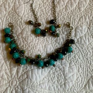 Turquoise earrings and bracelet set